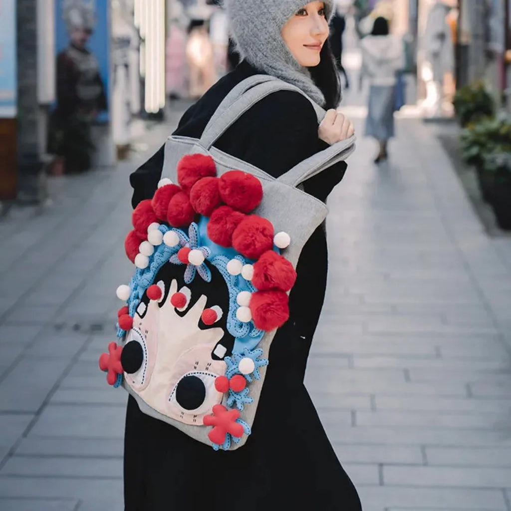 Chinese Opera Embroidered Statement Bag