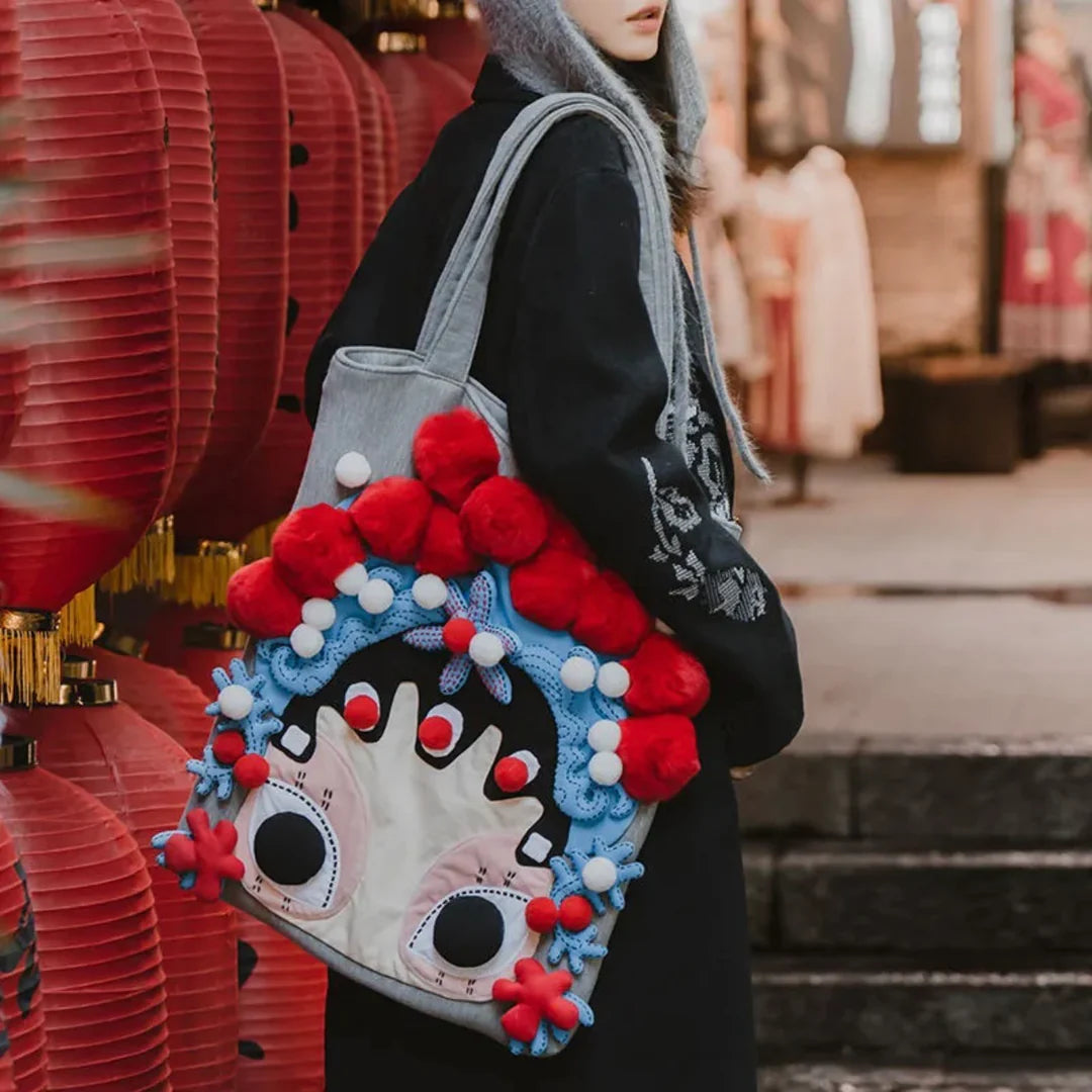 Chinese Opera Embroidered Statement Bag