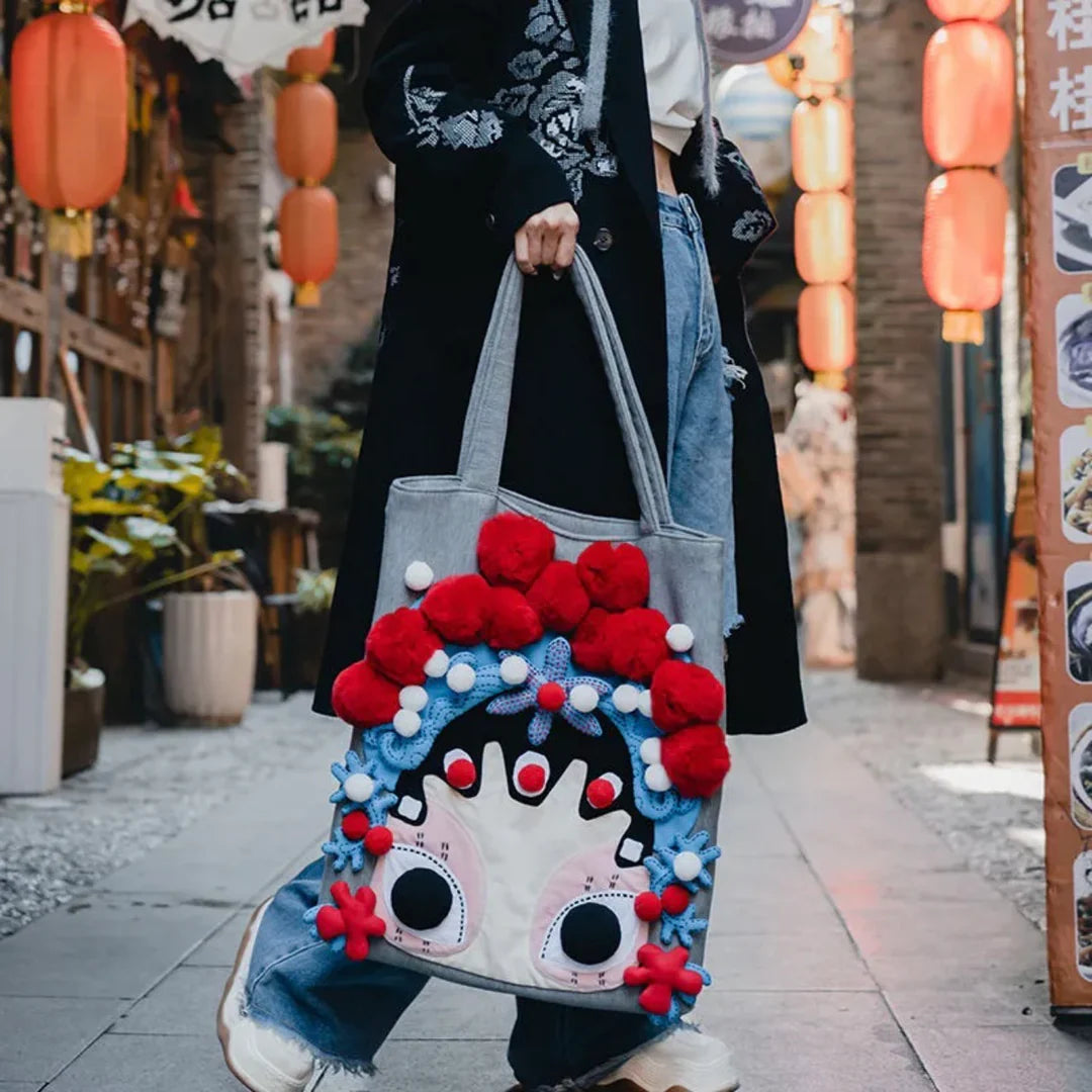 Chinese Opera Embroidered Statement Bag